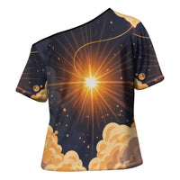 Grumpy Frog Cross Shoulder Shirt with Refuse to Study Quote and Starburst Pattern