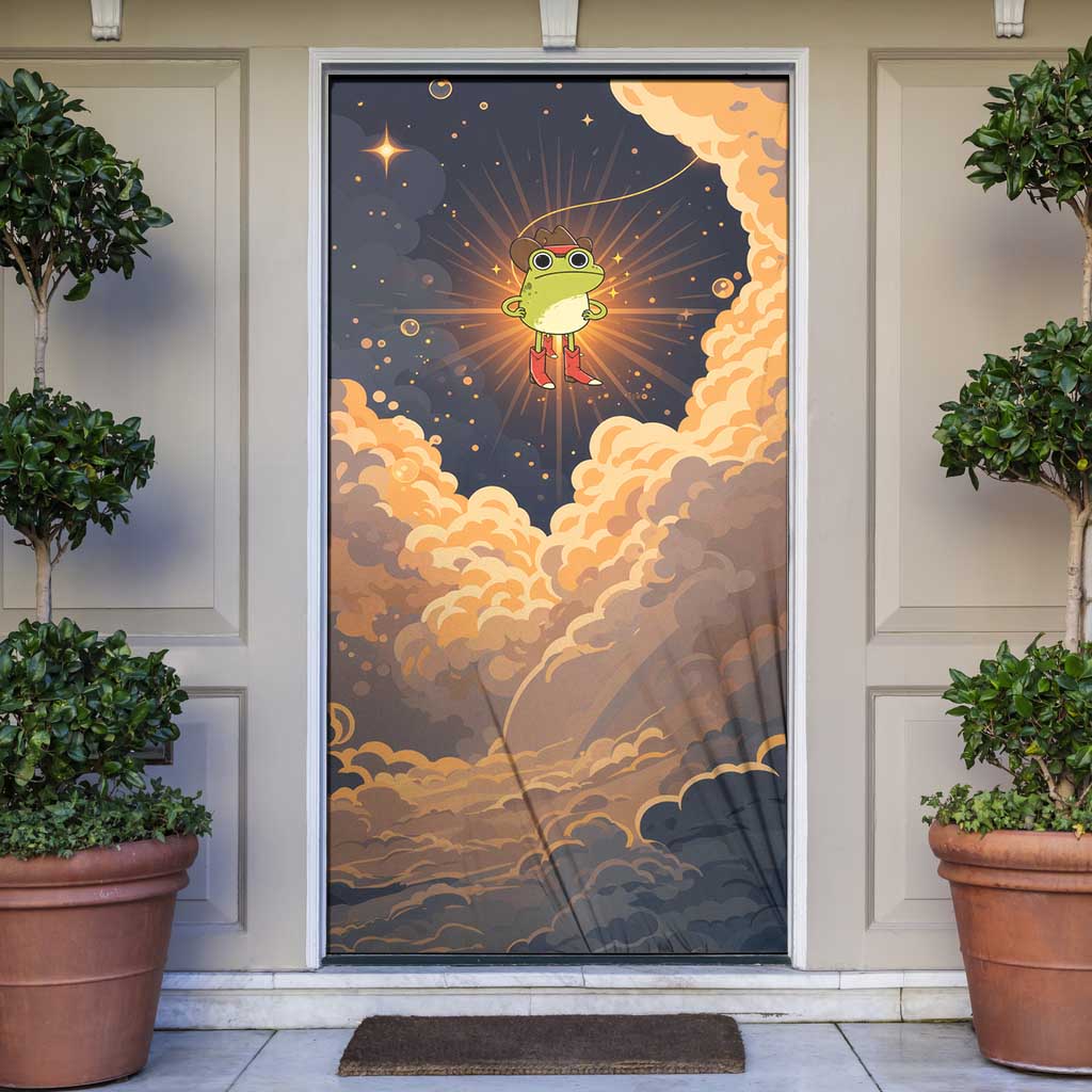 Grumpy Frog Door Cover with Refuse to Study Quote and Starburst Pattern