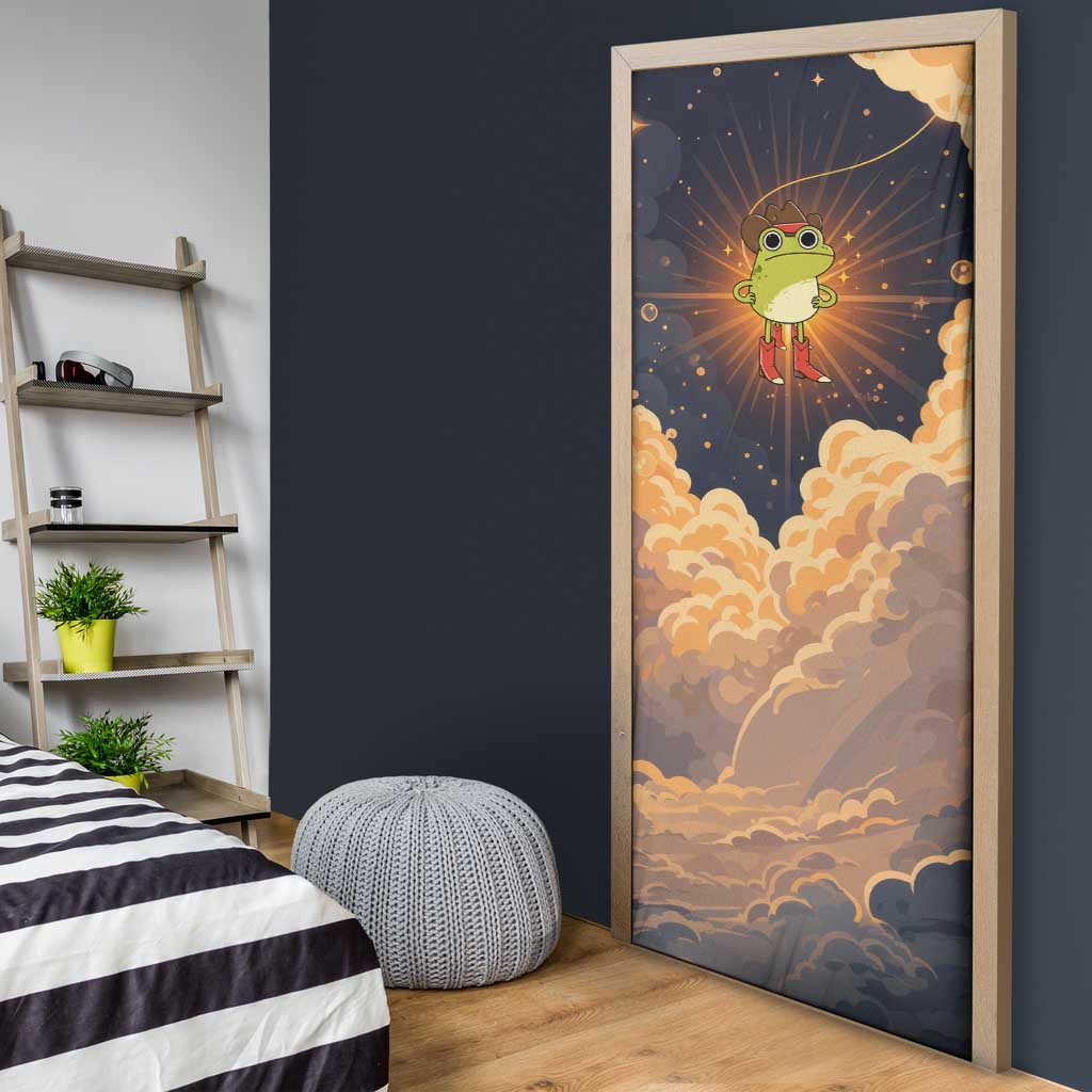 Grumpy Frog Door Cover with Refuse to Study Quote and Starburst Pattern
