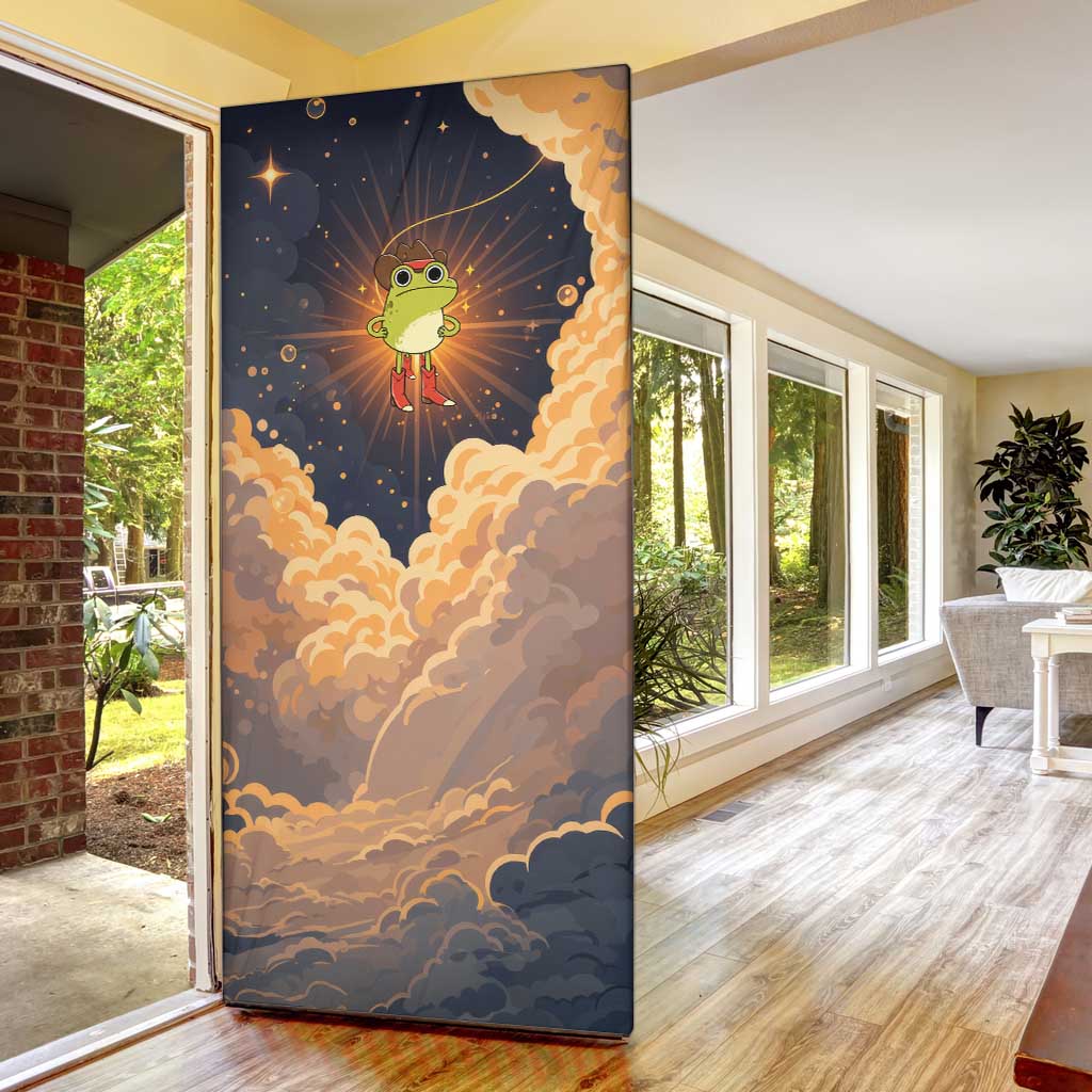 Grumpy Frog Door Cover with Refuse to Study Quote and Starburst Pattern