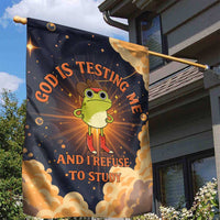 Grumpy Frog Garden Flag with Refuse to Study Quote and Starburst Pattern