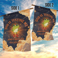 Grumpy Frog Garden Flag with Refuse to Study Quote and Starburst Pattern