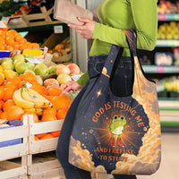 Grumpy Frog Grocery Bag with Refuse to Study Quote and Starburst Pattern