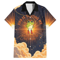 Grumpy Frog Hawaiian Shirt with Refuse to Study Quote and Starburst Pattern