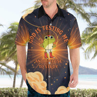 Grumpy Frog Hawaiian Shirt with Refuse to Study Quote and Starburst Pattern