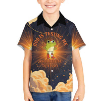 Grumpy Frog Hawaiian Shirt with Refuse to Study Quote and Starburst Pattern