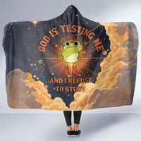 Grumpy Frog Hooded Blanket with Refuse to Study Quote and Starburst Pattern