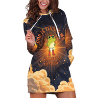 Grumpy Frog Hoodie Dress with Refuse to Study Quote and Starburst Pattern