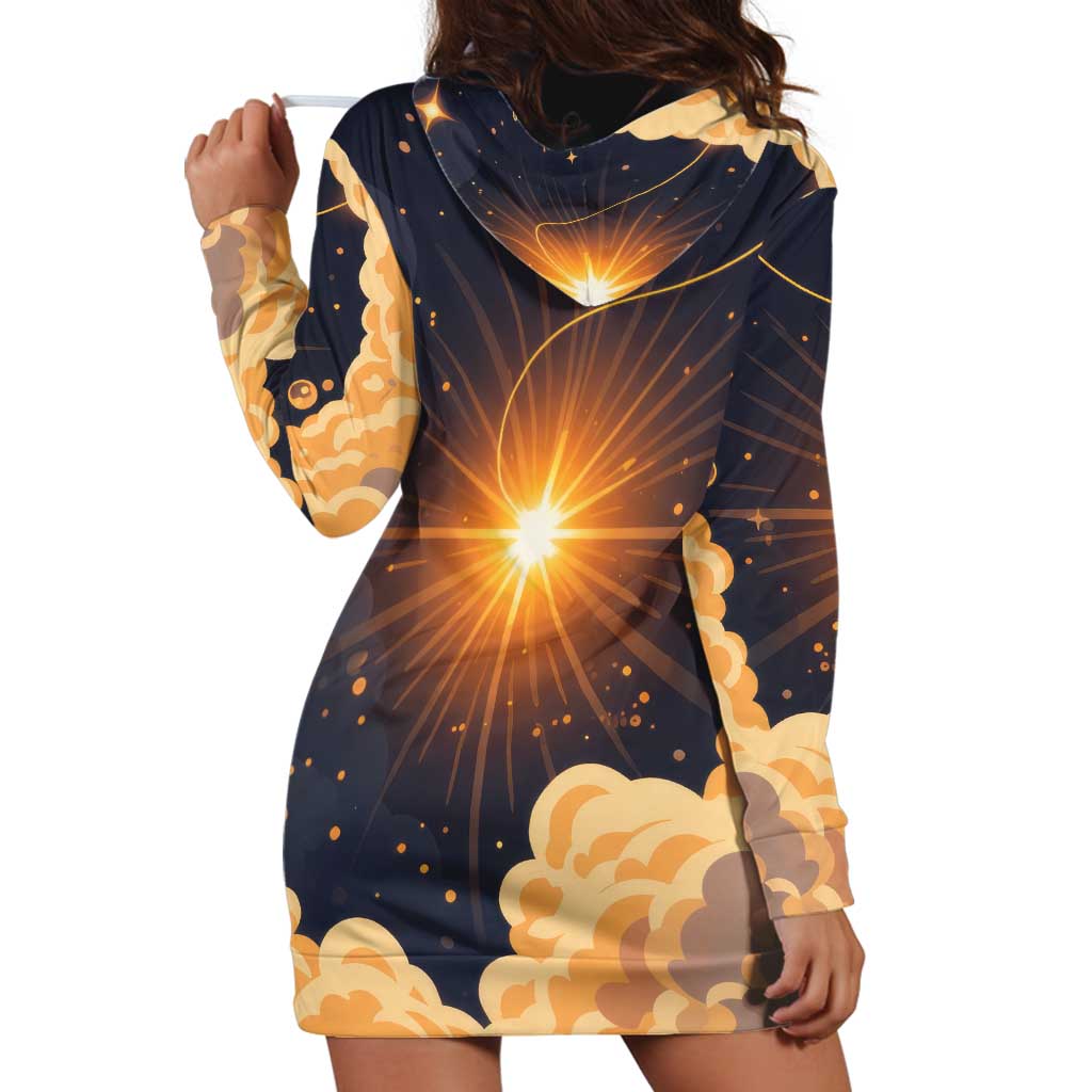 Grumpy Frog Hoodie Dress with Refuse to Study Quote and Starburst Pattern