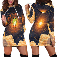 Grumpy Frog Hoodie Dress with Refuse to Study Quote and Starburst Pattern