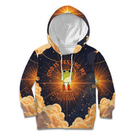 Grumpy Frog Kid Hoodie with Refuse to Study Quote and Starburst Pattern