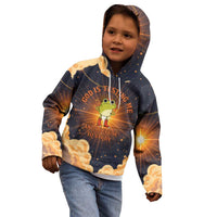 Grumpy Frog Kid Hoodie with Refuse to Study Quote and Starburst Pattern