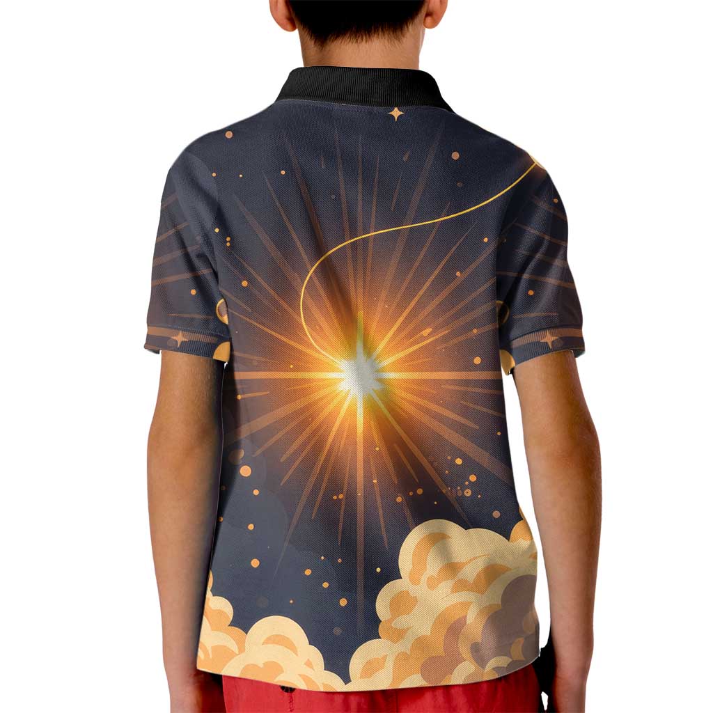 Grumpy Frog Kid Polo Shirt with Refuse to Study Quote and Starburst Pattern
