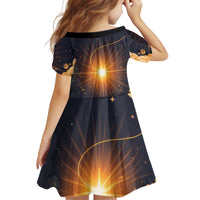 Grumpy Frog Kid Short Sleeve Dress with Refuse to Study Quote and Starburst Pattern