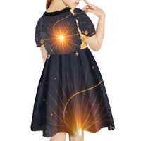 Grumpy Frog Kid Short Sleeve Dress with Refuse to Study Quote and Starburst Pattern
