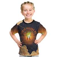 Grumpy Frog Kid T Shirt with Refuse to Study Quote and Starburst Pattern