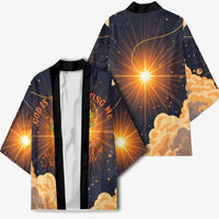 Grumpy Frog Kimono with Refuse to Study Quote and Starburst Pattern