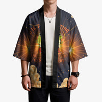 Grumpy Frog Kimono with Refuse to Study Quote and Starburst Pattern
