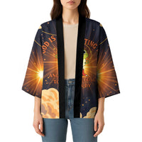 Grumpy Frog Kimono with Refuse to Study Quote and Starburst Pattern