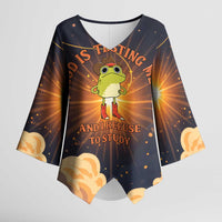 Grumpy Frog Kimono Sleeve Blouse with Refuse to Study Quote and Starburst Pattern