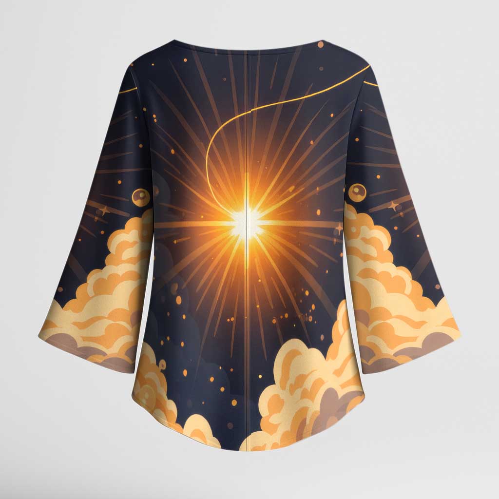 Grumpy Frog Kimono Sleeve Blouse with Refuse to Study Quote and Starburst Pattern