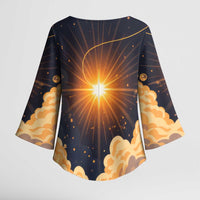 Grumpy Frog Kimono Sleeve Blouse with Refuse to Study Quote and Starburst Pattern