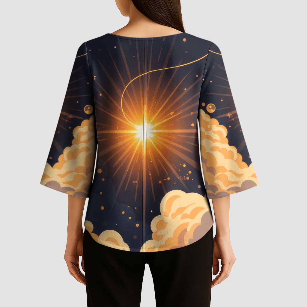 Grumpy Frog Kimono Sleeve Blouse with Refuse to Study Quote and Starburst Pattern