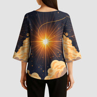 Grumpy Frog Kimono Sleeve Blouse with Refuse to Study Quote and Starburst Pattern