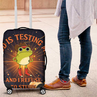 Grumpy Frog Luggage Cover with Refuse to Study Quote and Starburst Pattern