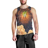 Grumpy Frog Men Tank Top with Refuse to Study Quote and Starburst Pattern