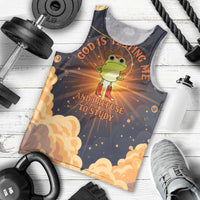 Grumpy Frog Men Tank Top with Refuse to Study Quote and Starburst Pattern
