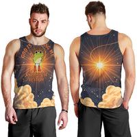 Grumpy Frog Men Tank Top with Refuse to Study Quote and Starburst Pattern