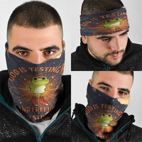 Grumpy Frog Neck Gaiter with Refuse to Study Quote and Starburst Pattern