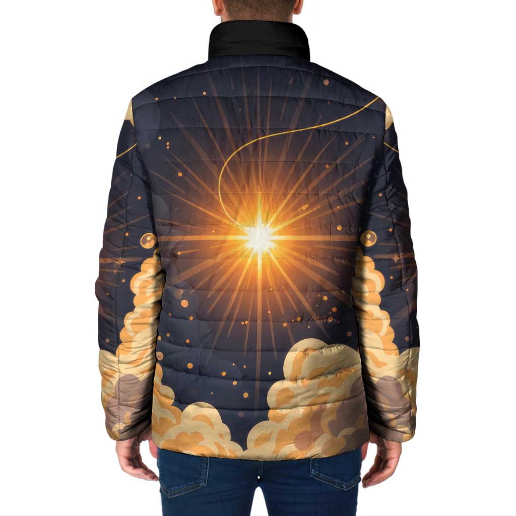 Grumpy Frog Padded Jacket with Refuse to Study Quote and Starburst Pattern