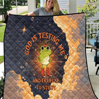 Grumpy Frog Quilt with Refuse to Study Quote and Starburst Pattern