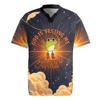 Grumpy Frog Rugby Jersey with Refuse to Study Quote and Starburst Pattern