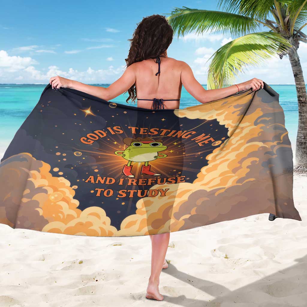 Grumpy Frog Sarong with Refuse to Study Quote and Starburst Pattern