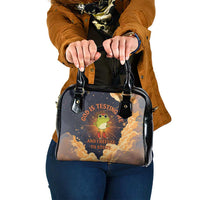 Grumpy Frog Shoulder Handbag with Refuse to Study Quote and Starburst Pattern