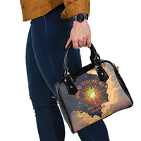 Grumpy Frog Shoulder Handbag with Refuse to Study Quote and Starburst Pattern