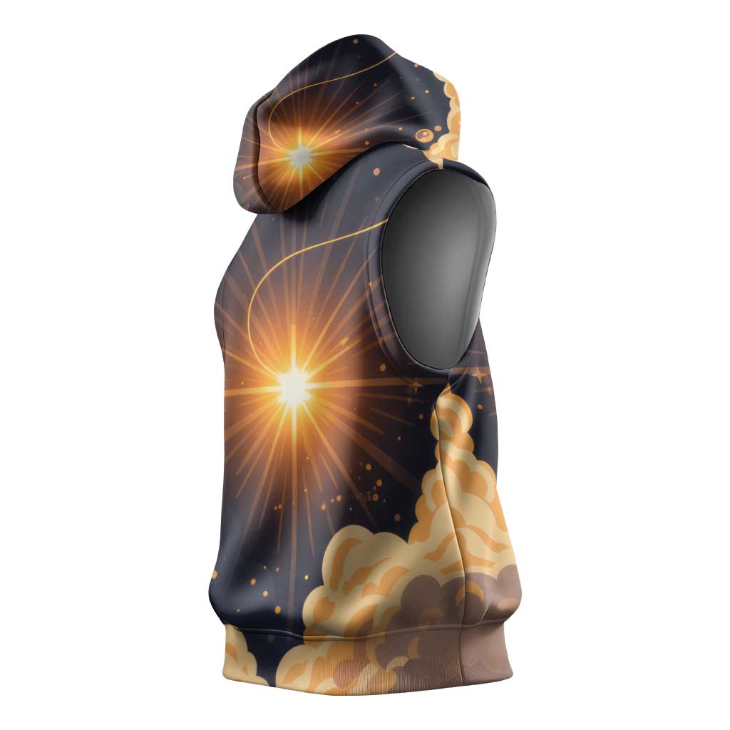 Grumpy Frog Sleeveless Hoodie with Refuse to Study Quote and Starburst Pattern