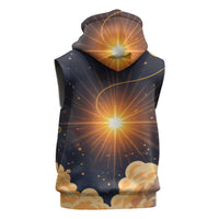 Grumpy Frog Sleeveless Zip Hoodie with Refuse to Study Quote and Starburst Pattern