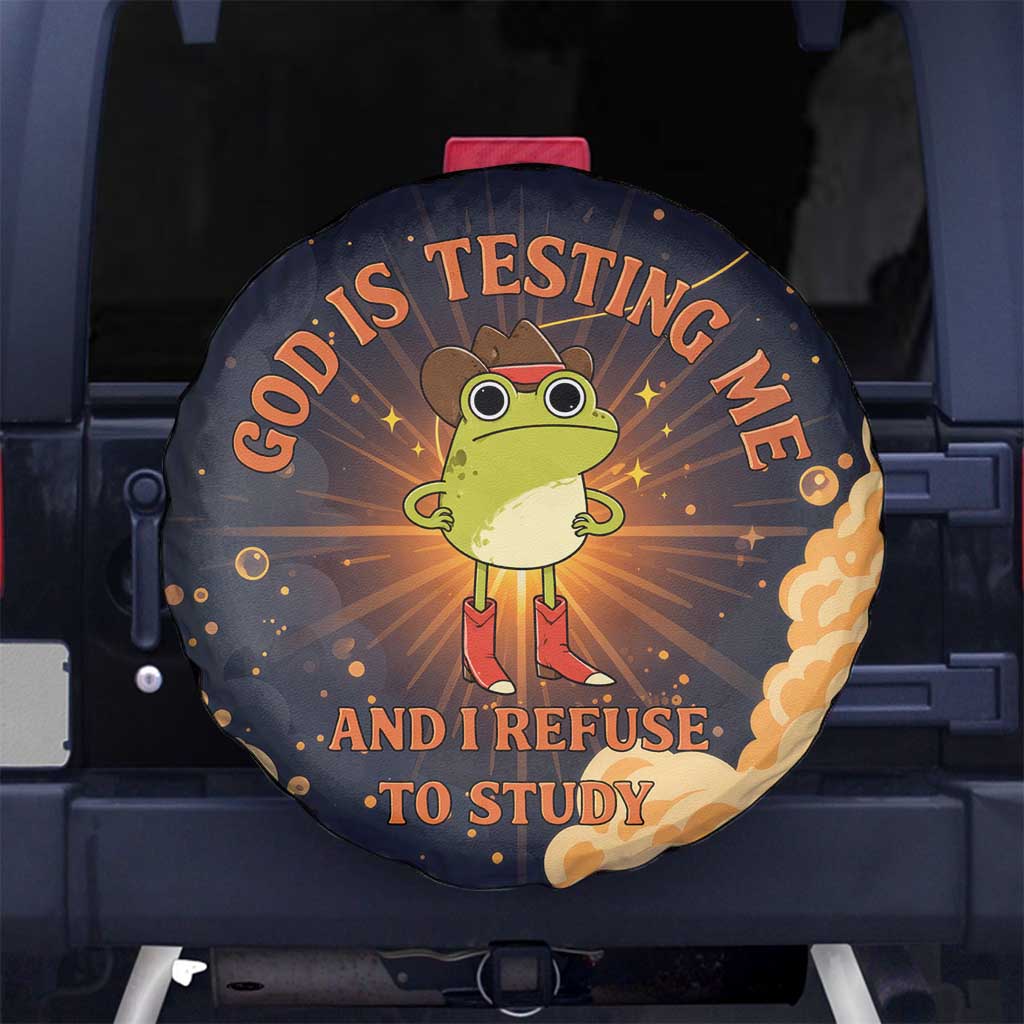 Grumpy Frog Spare Tire Cover with Refuse to Study Quote and Starburst Pattern