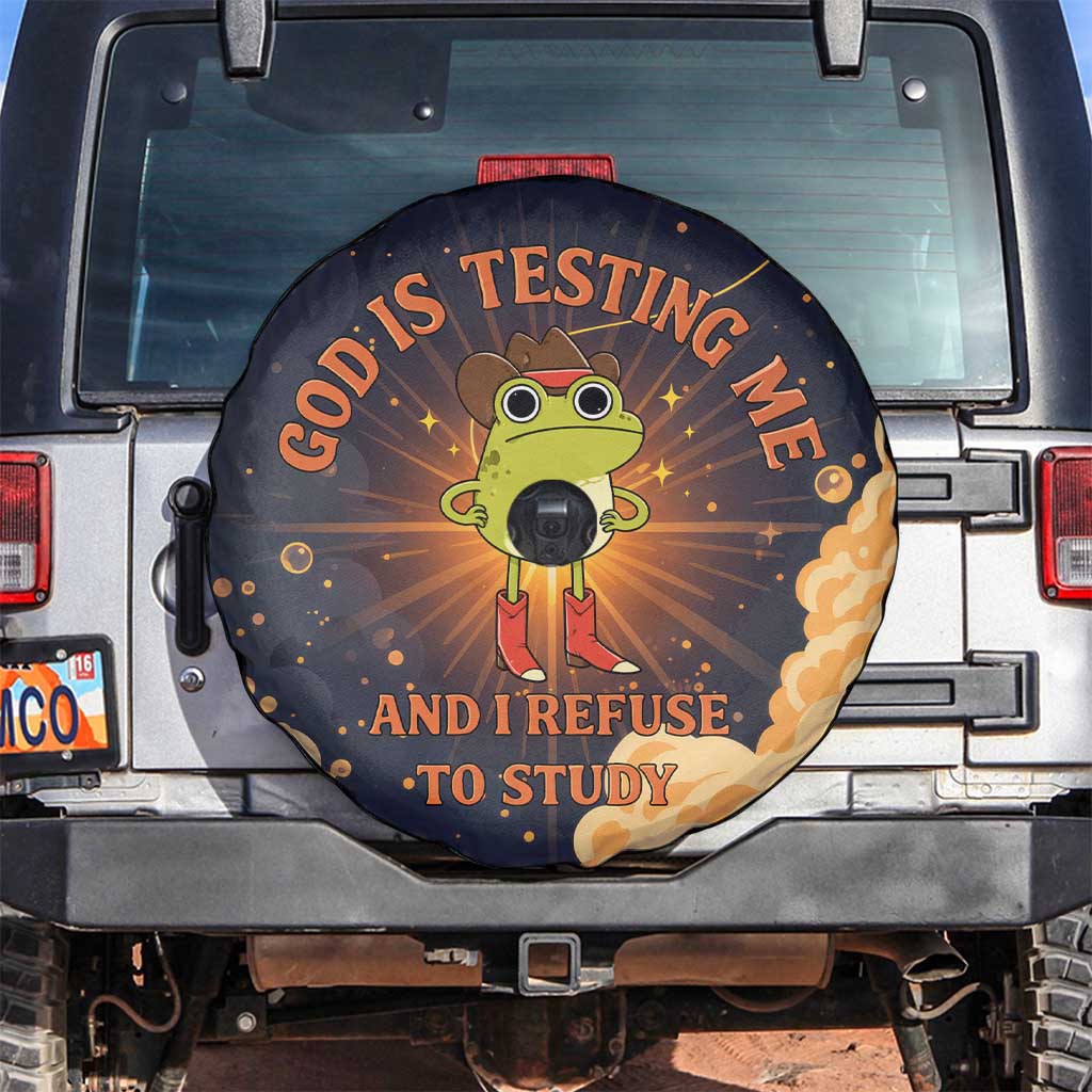 Grumpy Frog Spare Tire Cover with Refuse to Study Quote and Starburst Pattern