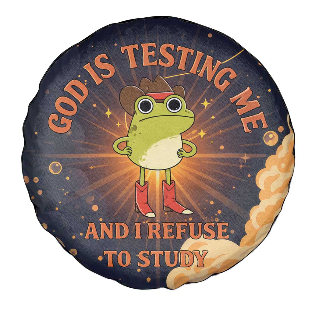 Grumpy Frog Spare Tire Cover with Refuse to Study Quote and Starburst Pattern