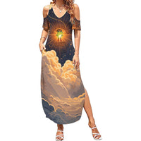 Grumpy Frog Summer Maxi Dress with Refuse to Study Quote and Starburst Pattern