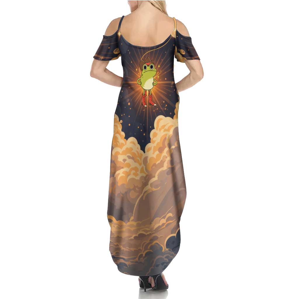 Grumpy Frog Summer Maxi Dress with Refuse to Study Quote and Starburst Pattern