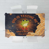 Grumpy Frog Tablecloth with Refuse to Study Quote and Starburst Pattern