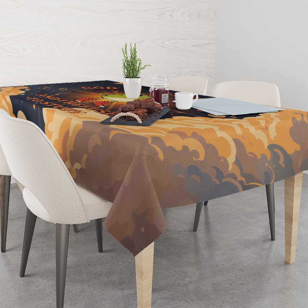 Grumpy Frog Tablecloth with Refuse to Study Quote and Starburst Pattern