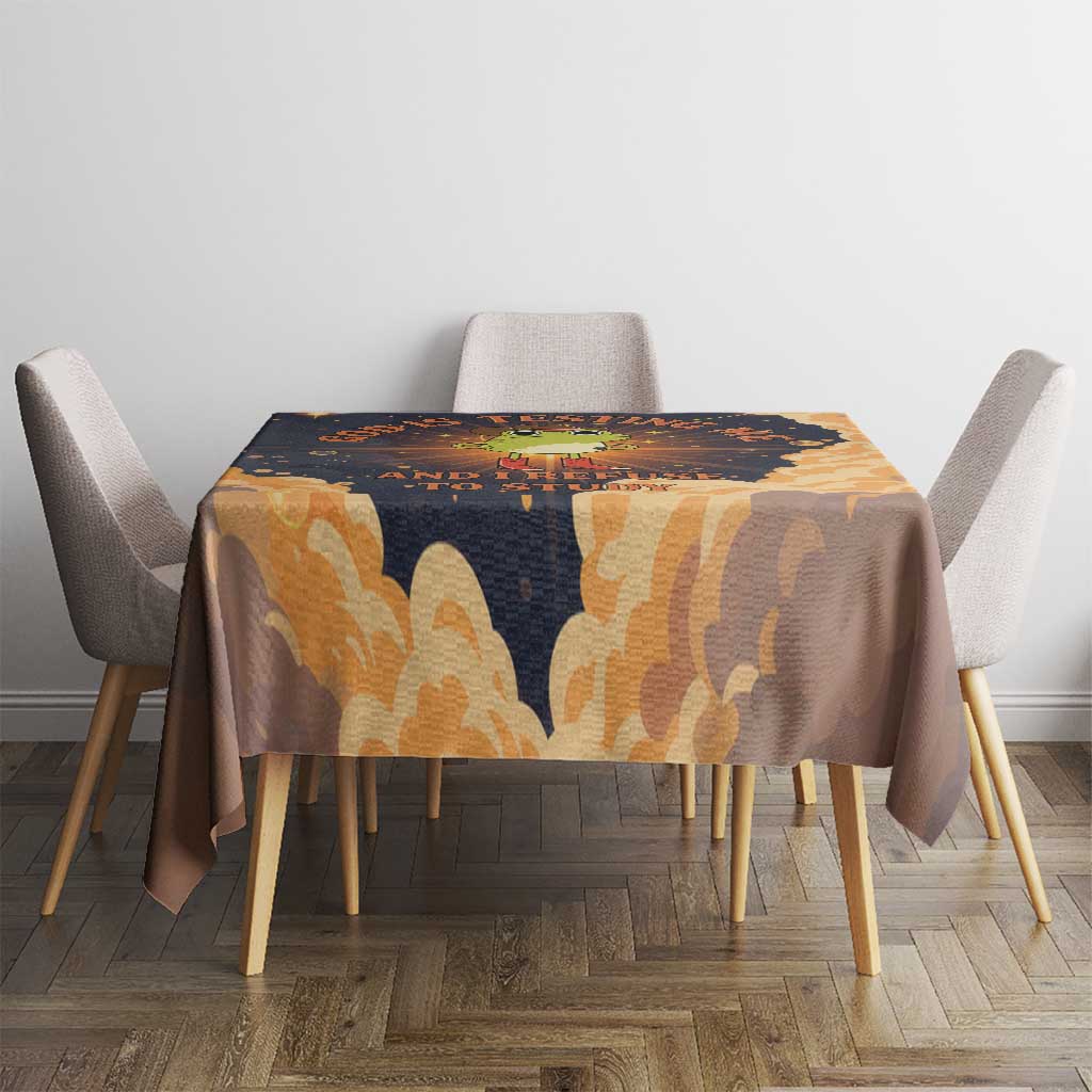 Grumpy Frog Tablecloth with Refuse to Study Quote and Starburst Pattern
