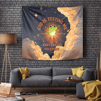 Grumpy Frog Tapestry with Refuse to Study Quote and Starburst Pattern